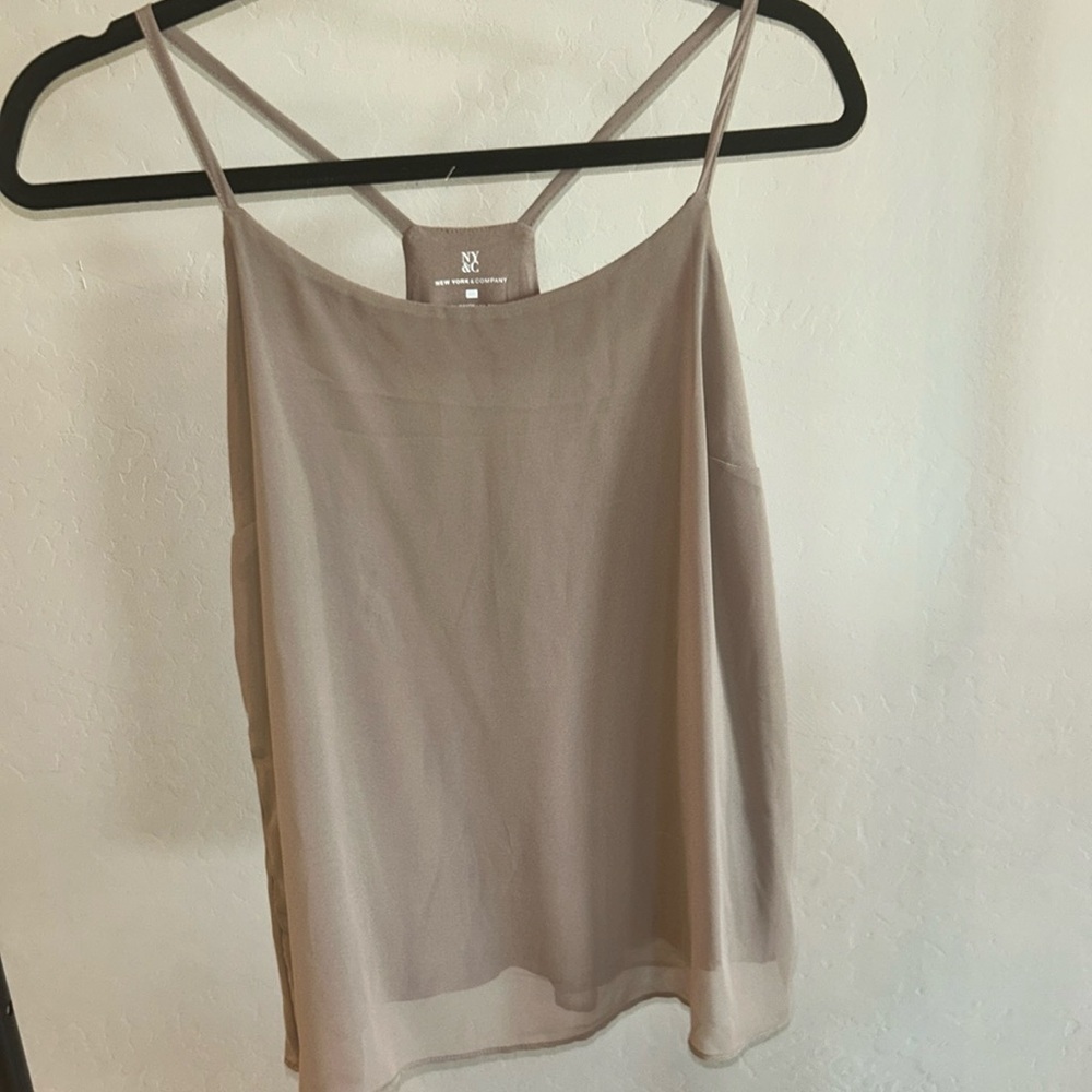 NWT NY and CO tan spaghetti strap blouse.